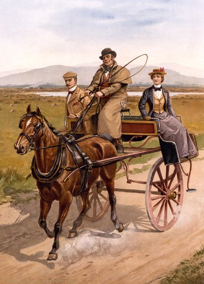Irish Jaunting Car, cca 1895 (barevné lito) od British School