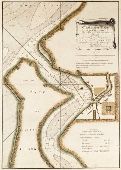 Mapa řeky Hoogly, asi 1777 (rytina) od British School
