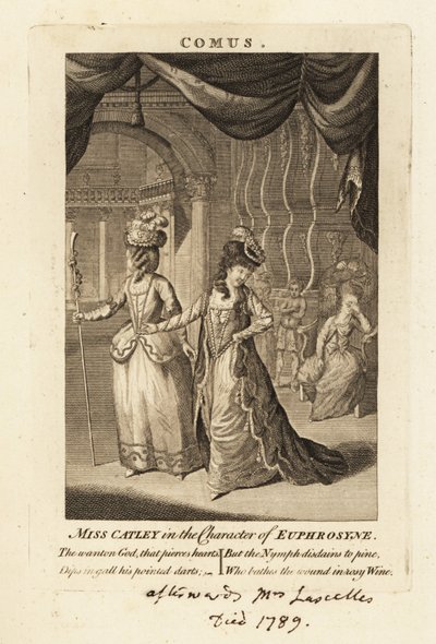 Slečna Ann Catleyová v postavě Euphrosyne v Comus Johna Miltona od British School