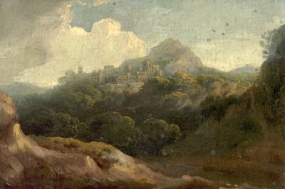 Horská krajina, ráno (olej na dřevě) od British School