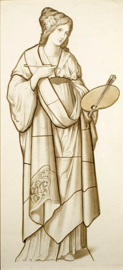 Muse of Painting – Cartoon for Stained Glass, cca 1890 (akvarel na papíře) od British School