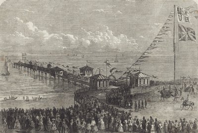 Otevření britského přímořského mola (rytina) od British School