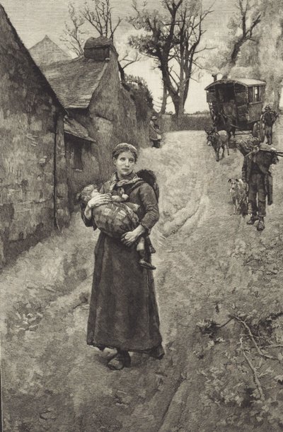 Chudá venkovská vdova (rytina) od British School