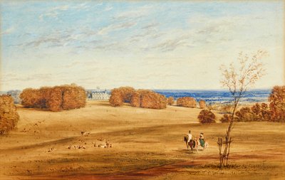 Prospect of Horsley Towers, Surrey (pero, inkoust a akvarel) od British School