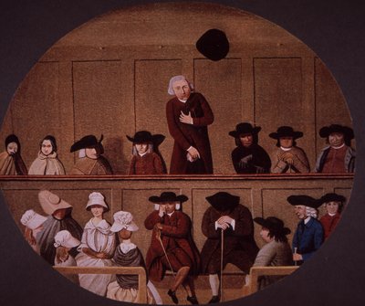 Setkání kvakerů (barevná litografie) od British School