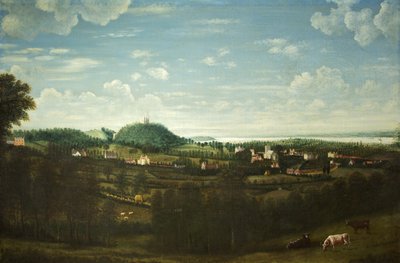 Pohled na vesnici Henbury, cca 1720 (olej na plátně) od British School