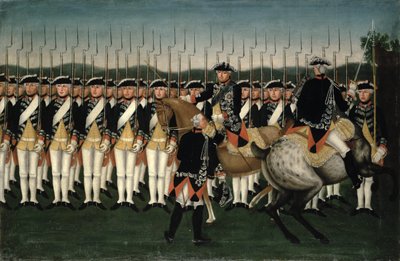 Friedrich II. (1712-86) s hesenským gardovým plukem od Brock