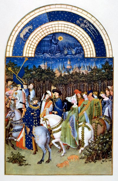 "May" z knihy "Les Très Riches Heures du Duc de Berry" ("Velmi bohaté hodiny vévody z Berry") od Brothers Limbourg