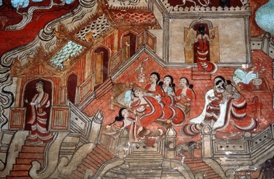 Scény ze života bódhisattvy, 1776 (nástěnná malba) od Burmese School