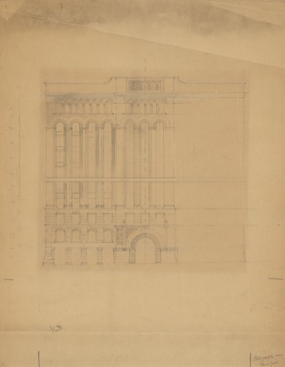 Mills Building, San Francisco, Kalifornie, Design Sketch od Burnham and Root