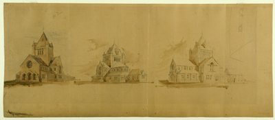 Kostel svatého Gabriela, Chicago, Illinois, perspektivní náčrty od Burnham and Root