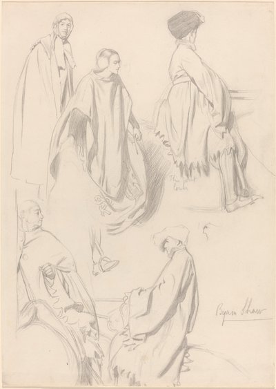 Studie mužů a žen ve středověkém oděvu od Byam Shaw