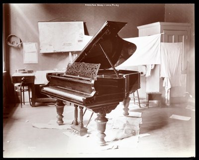 Klavír od Hazelton Brothers Piano Co. na University Place, New York, 1898 (stříbrný želatinový tisk) od Byron Company
