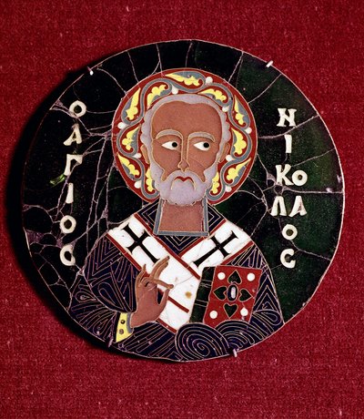Byzantské umění: zobrazení svatého Mikuláše z Myry (nebo Bari) (4. století) (byzantské umění: zobrazení svatého Mikuláše z Bari) E-mail 10. století (Smalt od Byzantine