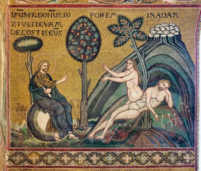 Stvoření Evy, byzantská mozaika, XII-XIII století, na fasádě (mozaika) od Byzantine