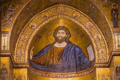 Obrázek Ježíše, katedrála Santa Maria Nuova, Monreale, Sicílie, Itálie, Evropa od Byzantine