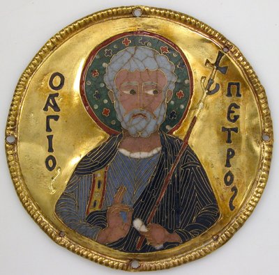 Medailon se svatým Petrem z rámu ikony, cca 1100 (zlato, stříbro a smalt cloisonné) od Byzantine