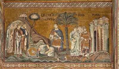 Stětí hlavy svatého Pavla v Římě, byzantská mozaika, XII-XIII století v severní transeptu (mozaika) od Byzantine
