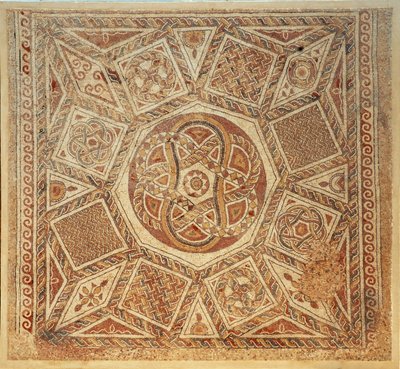 Mozaiková podlaha z byzantského kláštera pevnosti v Deir Qala, 6. století našeho letopočtu (mozaika) od Byzantine Byzantine