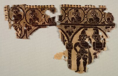 Ozdoba na krku tuniky, 400. léta (tkaní gobelínů s doplňkovým útkovým obalem, nebarvené len a barvená vlna) od Byzantine Period Egyptian
