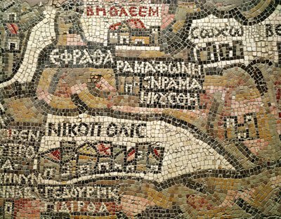 Betlém, detail mapy Jericha (mozaika) (viz také 86282 & 250599) od Byzantine School