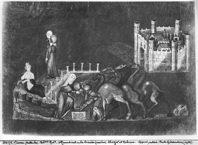 Gr 31 fol.7r Rebecca a Eliezer u studny, z vídeňské Genesis od Byzantine School
