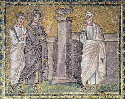 Ježíš předpovídá Petrovo popření, scény z Kristova života (mozaika) od Byzantine School