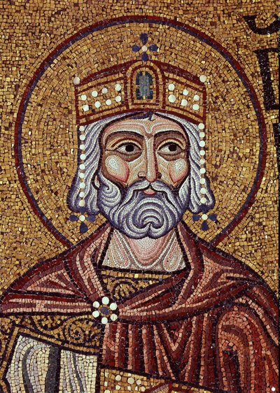 Král David (10. století před naším letopočtem). Dílo byzantského mistra, mozaika, detail výzdoby baziliky svatého Marka, Benátky (Itálie). Byzantské umění, středověk. Bazilika svatého Marka, Benátky. od Byzantine School