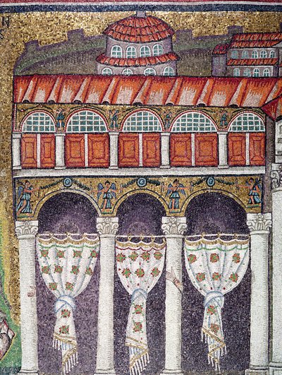 Levé křídlo Palazzo di Teodorico, 527-99 (mozaika) (detail 224988) od Byzantine School