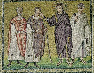 Uzdravení dvou slepců z Jericha, výjevy ze života Kristova (mozaika) od Byzantine School