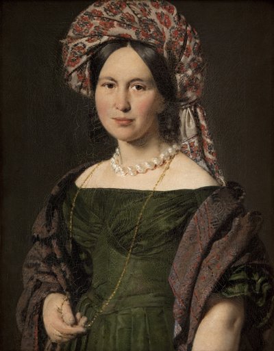 Umělcova žena nosí turban od C.A. Jensen