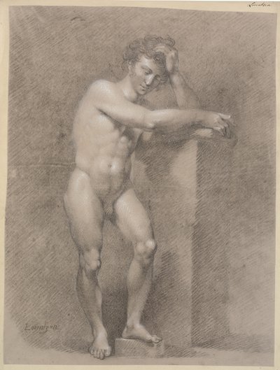 Stojící model opřený o vysoký podstavec od C.A. Lorentzen