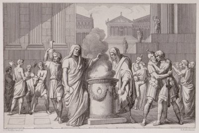 Setkání Camilla a Manlia po ústupu Galů, vyryto B.Barloccini, 1849 od C.C Perkins