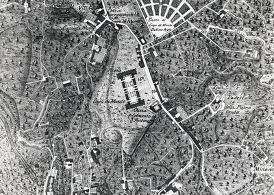 Mapa města Neapole s Capodimontem, detail z mapy Duke Of Noja od J.B. and Brown J. Rowbotham