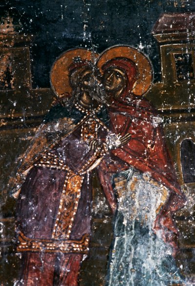 Freska svatých v kostele Agios Ioannis Prodromos, Margarites, Kréta, Řecko (foto) od J.B. and Brown J. Rowbotham