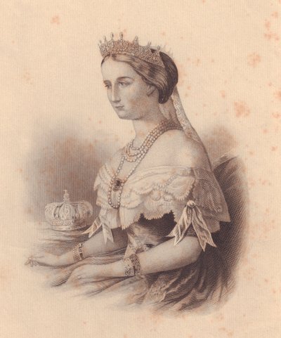 Portrét Eugenie de Montijo de Guzman (1826-1920), francouzské císařovny, manželky Napoleona III Bonaparte, rytina W Wellstood, z dámského úložiště, Spojené státy americké, cca 1870 od J.B. and Brown J. Rowbotham