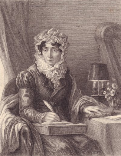 Portrét francouzské spisovatelky Stephanie-Felicite Ducrest de Saint Aubin, Madame de Genlis (1746-1830), rytina od J.B. and Brown J. Rowbotham