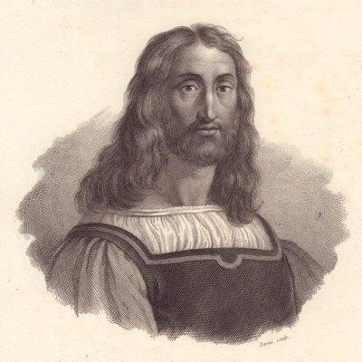 Portrét italského rytce Marcantonia Raimondiho (1480-1534), mědirytina od Barniho z malby Raffaella Sanzia od J.B. and Brown J. Rowbotham