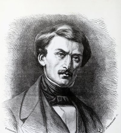 Portrét Paula-Emila Botty (1802-1870), francouzského archeologa italského původu, rytina Francie od J.B. and Brown J. Rowbotham