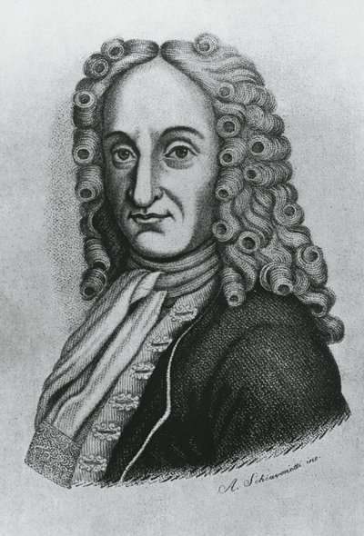 Portrét Pietra Antonia Michelottiho (1673-1740), italského lékaře a iatromatematika, rytina Schiavonetti od J.B. and Brown J. Rowbotham