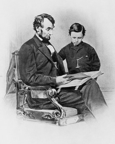 Prezident Spojených států amerických Abraham Lincoln (1809-1865) se svým synem Thomasem "Tadem", 9. února 2013 od J.B. and Brown J. Rowbotham