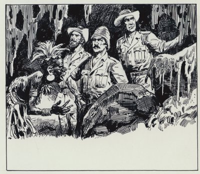 Ilustrace k filmu Doly krále Šalamouna (kvaš na papíře) od C.L. Doughty