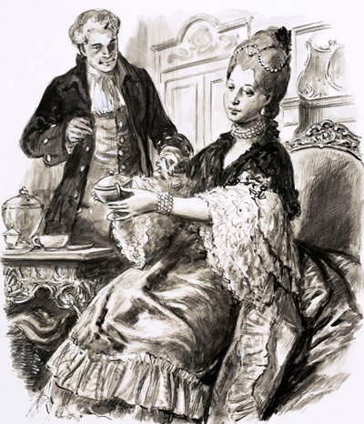 Josiah Wedgwood s královnou Charlotte (kvaš na papíře) od C.L. Doughty