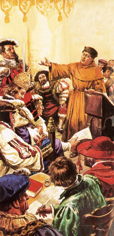 Luther před císařem Svaté říše římské Karlem V. od C.L. Doughty