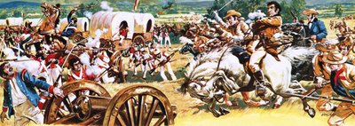 Sam Houston na bílém koni útočí na Mexičany od C.L. Doughty
