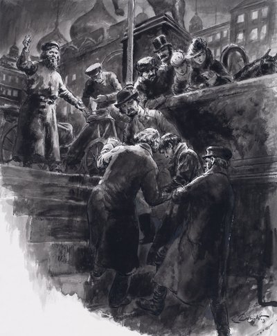 Čajkovského pokus o sebevraždu (kvaš na papíře) od C.L. Doughty