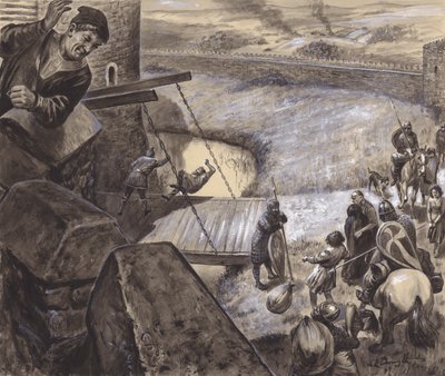 Neidentifikovaný historický výjev (kvaš na papíře) od C.L. Doughty