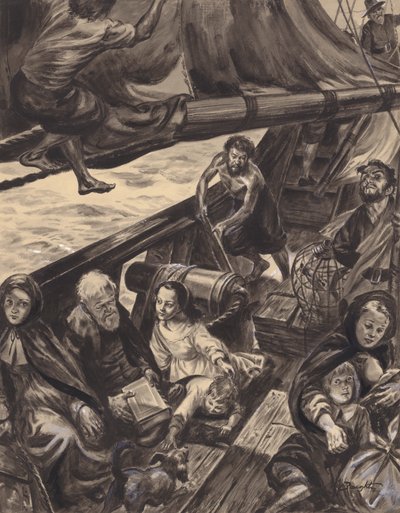 Plavba Mayflower (kvaš na papíře) od C.L. Doughty