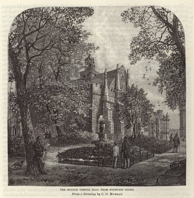 Middle Temple Hall z nádvoří Fountain Court od C.O. Murray