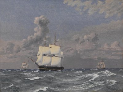 Fregata a některé další lodě křižující od Christoffer Wilhelm Eckersberg